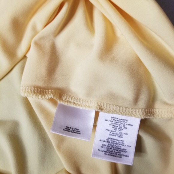 Anne Klein TOP Yellow Blouse Short Sleeve Shirt With Pockets Women's Sz Large - Picture 2 of 7
